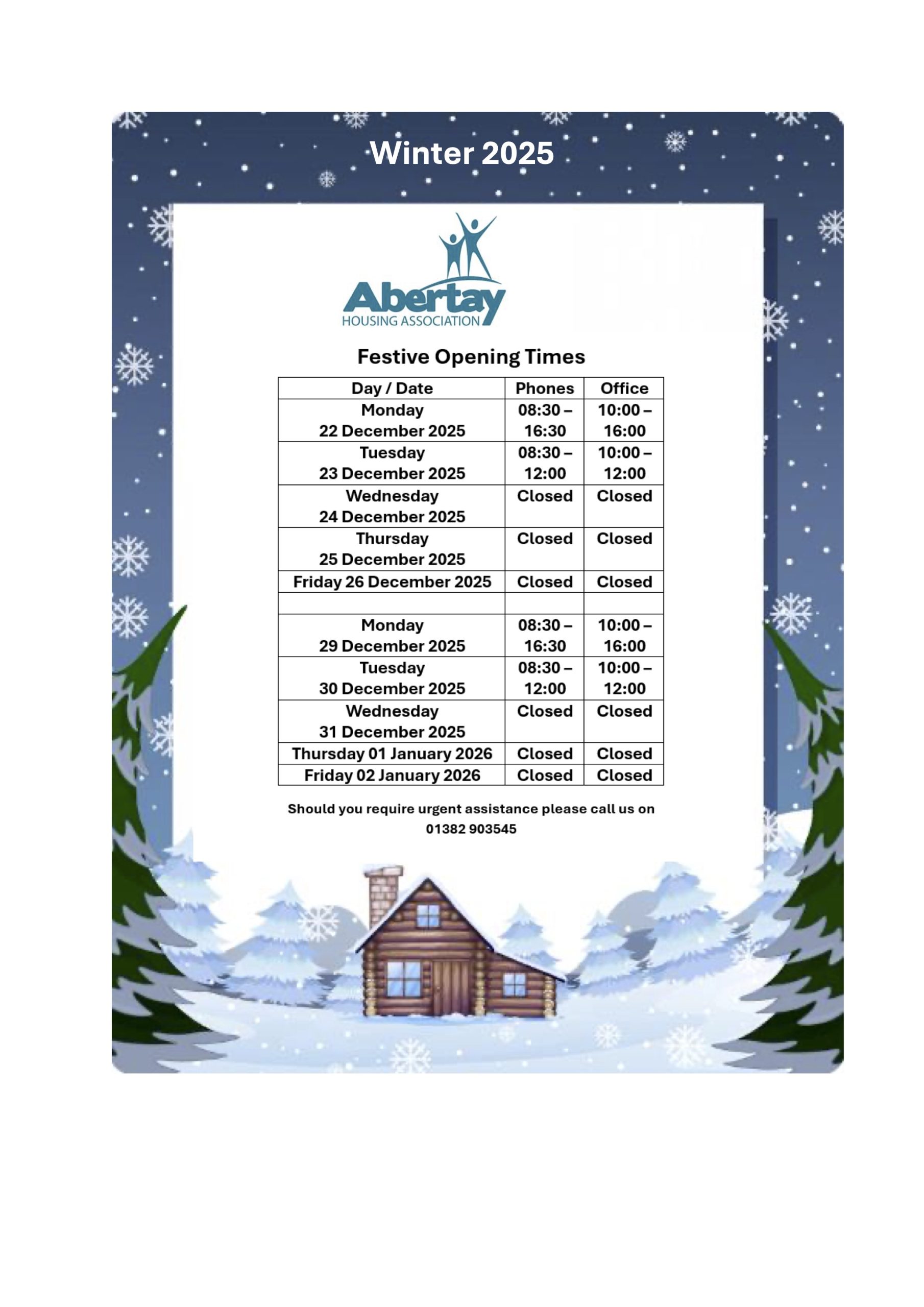 Festive Opening Hours